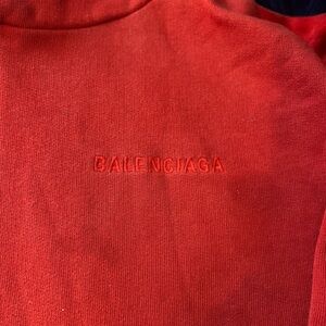 Red Balenciaga hoodie